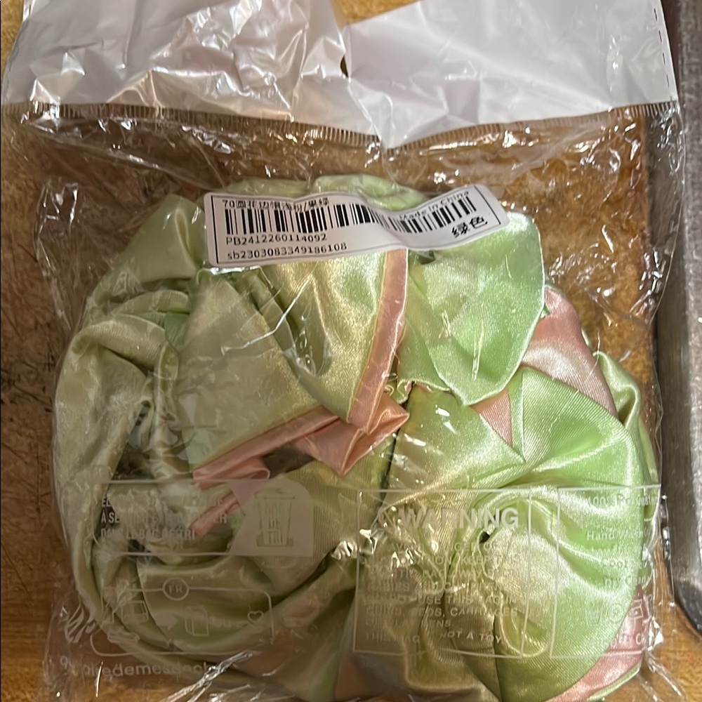 Silk Satin Scrunchie Set - Green and Pink